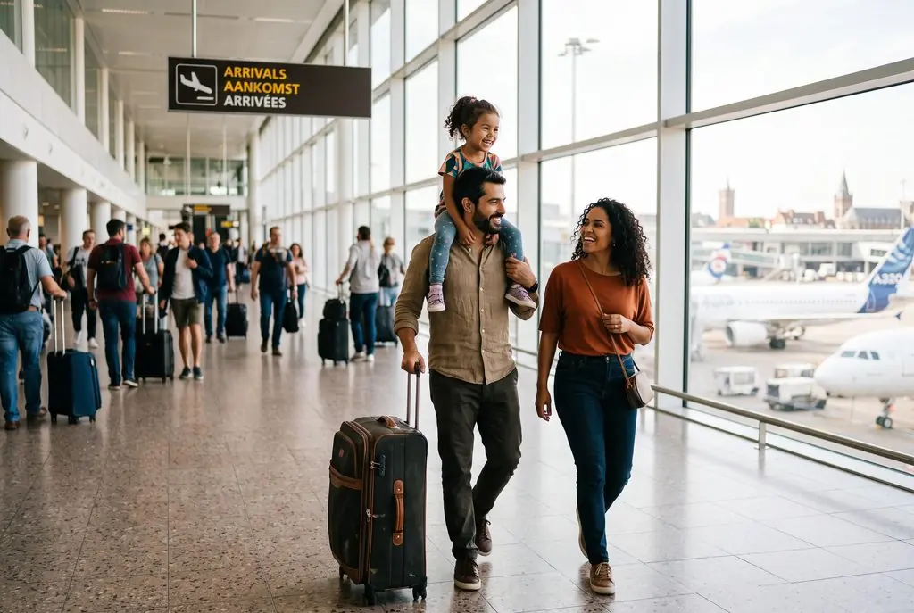 Família brasileira a chegar ao aeroporto
